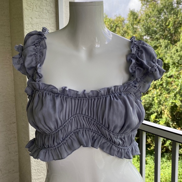 Free People Other - SOLD ✨Free People Intimately Silver Grey Smocked Ruffled Bralette Top NWOT M